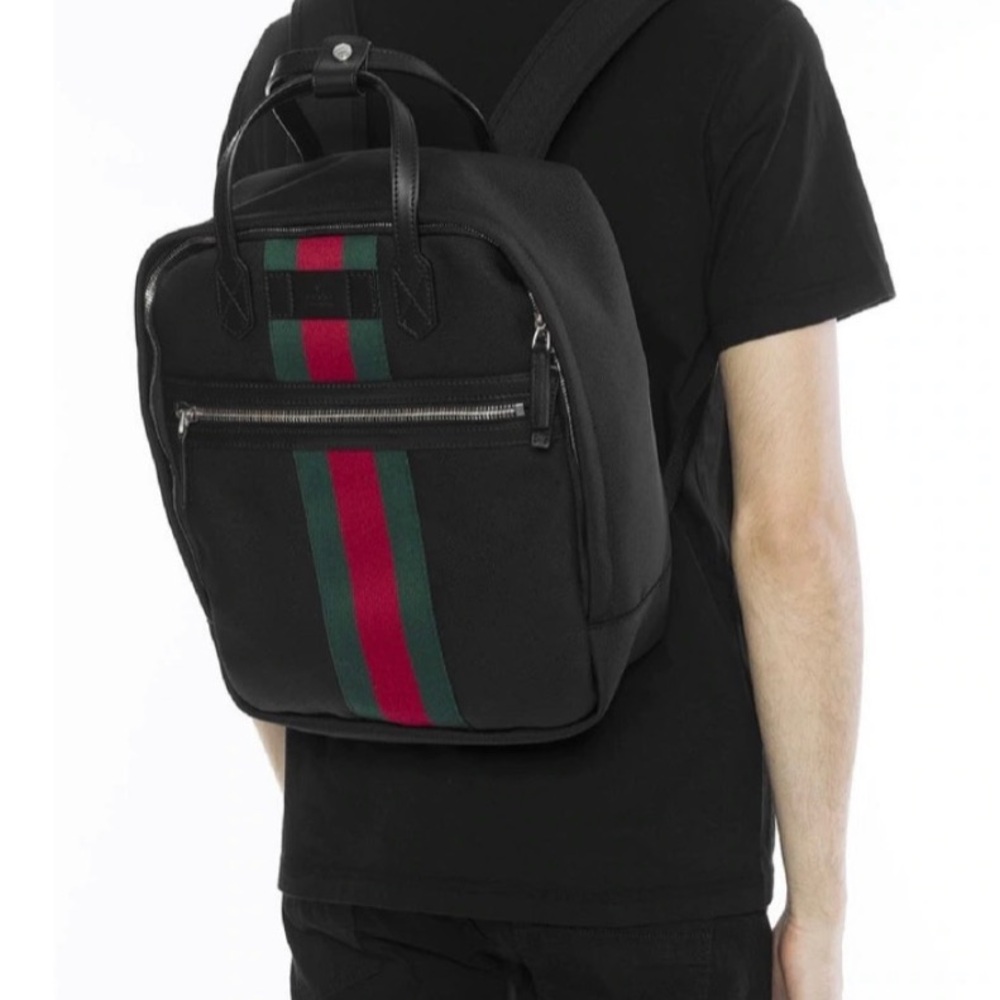 Gucci Black and Green Backpack
